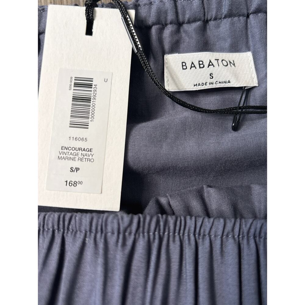 Aritzia Babaton Encourage Poplin V-neck Dress Minimalist Vintage Navy Size S - Picture 2 of 6
